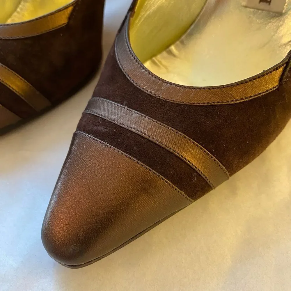 RARE Beltrami vintage cap toe chocolate suede pumps size 5 excellent condition